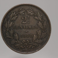 Luxembourg, , 2 1/2 Centimes, 1908, Bronze, TTB (EF), KM#21, L#271-1 - Luxembourg