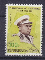 Congo Kinshasa 1961 Mi. 73, 100 Fr. Unabhängigkeit Independence Präsident Kasavubu - Usati