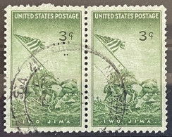 1945 - US Postage Used Stamps - USA 2 Timbres Oblitérés Attachés Y&T N°481 - Iwo Jima - Drapeau US Sur Mont Suribachi - Usati