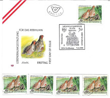 0054w: Österreich 1999, Lebensraumgestaltung Für Das Rebhuhn, FDC Und Je 2 **/o Briefmarken - Gallinacées & Faisans