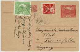 Tschechoslowakei / Ceskoslovensko 1921, Ganzsachen-Karte Hradschin Obysovice - Frauenfeld (Schweiz) - Unclassified