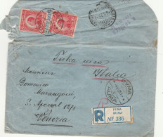 RACCOMANDATA 1925 DA SERBIA PER ITALIA-AFFRANCATA ANCHE SUL RETRO-NON PERFETTA-REGNO SERBIA CROAZIA (Z1585 - Oblitérés