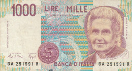 BANCONOTA ITALIA 1000 LIRE MONTESSORI -VF (Z1531 - 1000 Lire
