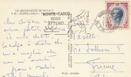 CARTOLINA 1958 DA PRINCIPATO MONACO PER FIRENZE TIMBRO MONTE CARLO - FIRENZE (Z1829 - Storia Postale