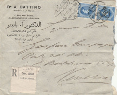 RACCOMANDATA 1926 DA EGITTO PER ITALIA -TIMBRO ALESSANDRIA VENEZIA (Z765 - Storia Postale