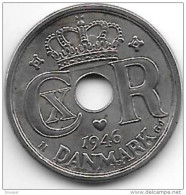 *denmark 25 Ore 1946  Km 823.2 Xf+  !!!B Side Neer 5 Marks Of Kroon Off A Side - Danemark