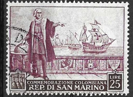 SAN MARINO - 1952 - COLOMBO - LIRE 25 - USATO (YVERT 354 - MICHEL 472- SS 380) - Gebraucht