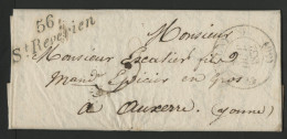 NIEVRE Cursive 56/ St Reverien + C. à D. (T 13) Corbigny 27/10/32 Sur Pli Pour Auxerre Voir Suite - 1801-1848: Précurseurs XIX