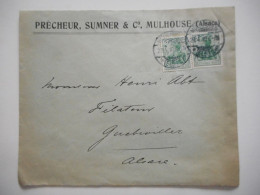 ENVELOPPE MULHOUSE POUR GUEBWILLER COMMERCIALE 1910 PRECHEUR, SUMNER ET Co. - Collections (sans Albums)