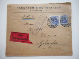 ENVELOPPE MULHOUSE POUR GUEBWILLER , COMMERCIALE 1917  AEGERTER ET SCHWEITZER - Collections (sans Albums)