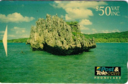 FIDJI FIJI TELECARTE PHONECARD REEF FORMATION ILOT LAGON RECIF ILE ISLAND 50 $ 1993 UT BE - Fidji