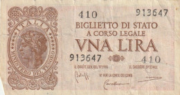 BIGLIETTO DI STATO UNA LIRA VF (ZK1754 - Italia – 1 Lira