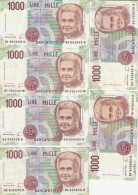 6 BANCONOTE EF MONTESSORI LIRE 1000 (ZK1762 - 1000 Liras