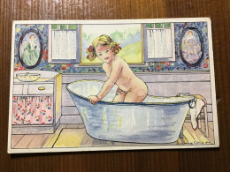 Petite Fille Au Bain - Cartes Humoristiques