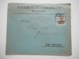 ENVELOPPE MULHOUSE POUR GUEBWILLER , COMMERCIALE 1910 HARMONIE CHORALE MULHOUSE - Collections (sans Albums)