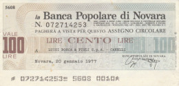 MINIASSEGNO BANCO POPOLARE DI NOVARA 100 BOSCA CIRCOLATO (ZX1575 - [10] Assegni E Miniassegni