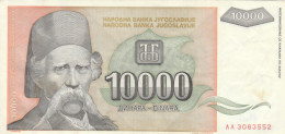 BANCONOTA 10000 DINARI JUGOSLAVIA VF (ZX1564 - Yougoslavie