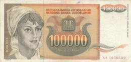 BANCONOTA 100000 DINARI JUGOSLAVIA EF (ZX1540 - Yougoslavie