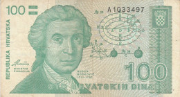 BANCONOTA 100 DINARA CROAZIA VF (ZX1493 - Croazia