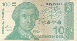 BANCONOTA 100 DINARA CROAZIA VF (ZX1489 - Croazia