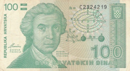 BANCONOTA 100 DINARA CROAZIA VF (ZX1492 - Croatie