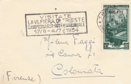 LETTERA 1954 10 L. AMG-FTT TIMBRO TRIESTE  VISITATE LA FIERA (ZX346 - Poststempel