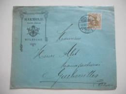 ENVELOPPE MULHOUSE POUR GUEBWILLER , COMMERCIALE 1907  HARMONIE SOCIETE CHORALE  MULHOUSE - Collections (sans Albums)