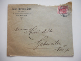 ENVELOPPE MULHOUSE POUR GUEBWILLER , COMMERCIALE 1909  LOUP DREYFUS SOHN, SOLDEUR - Collections (sans Albums)