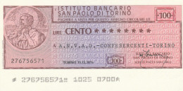 MINIASSEGNO FDS IST SAN PAOLO TORINO L.100 A.N.V.A.D. TO (ZY860 - [10] Assegni E Miniassegni