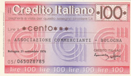 MINIASSEGNO FDS CREDITO ITALIANO L.100 ASS COMM BO (ZY844 - [10] Assegni E Miniassegni