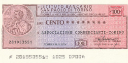 MINIASSEGNO FDS IST SAN PAOLO TORINO L.100 ASS COMM TO (ZY859 - [10] Assegni E Miniassegni