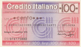 MINIASSEGNO FDS CREDITO ITALIANO L.100 ASS COMM BO (ZY841 - [10] Assegni E Miniassegni