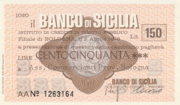 MINIASSEGNO FDS BANCO DI SICILIA L.150 ASS COMM BO (ZY837 - [10] Assegni E Miniassegni