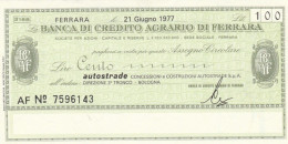 MINIASSEGNO FDS BANCA CREDITO AGRARIO FERRARA L.100 AUTOSTRADE (ZY795 - [10] Checks And Mini-checks