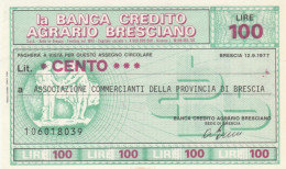 MINIASSEGNO FDS BANCA CREDITO AGRARIO BS L.100 ASS COM BS (ZY773 - [10] Assegni E Miniassegni