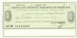 MINIASSEGNO FDS BANCA CREDITO AGRARIO FERRARA L.100 ASS COMM FE (ZY765 - [10] Assegni E Miniassegni