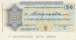 MINIASSEGNO CIRCOLATO IST BANCARIO ITALIANO L.50 AUTOSTRADE (ZY935 - [10] Assegni E Miniassegni