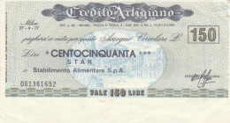 MINIASSEGNO CIRCOLATO CREDITO ARTIGIANO L.150 STAR (ZY929 - [10] Assegni E Miniassegni