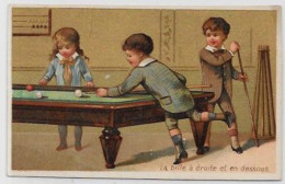 Chromo Billard Billiard Publicitaire 10 X 6,5 Voir Scan Du Dos Clermont Ferrand - Sonstige & Ohne Zuordnung