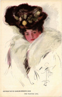 PC ARTIST SIGNED, HARRISON FISHER, THE WINTER GIRL, Vintage Postcard (b50912) - Fisher, Harrison