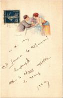 PC ARTIST SIGNED, BOMPARD, GLAMOUR COUPLE, Vintage Postcard (b50952) - Bompard, S.