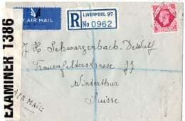 73281 - Grossbritannien - 1942 - 8d KGVI EF A R-LpBf M Brit Zensur BRIGHTON-LE-SANDS -> WINTERTHUR (Schweiz) - Lettres & Documents