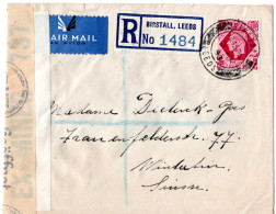 73282 - Grossbritannien - 1943 - 8d KGVI EF A R-LpBf M Dt & Brit Zensur BIRSTALL -> WINTERTHUR (Schweiz) - Lettres & Documents