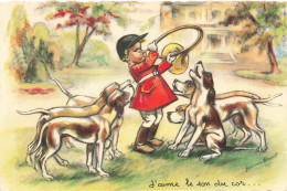 Germaine BOURET * Illustrateur Bouret * Sans éditeur Sans N° * Enfant Chiens Chasse à Courre - Bouret, Germaine