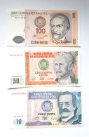 3 BILLETS Du PEROU - 100 Cien Intis/ 50 Cincuenta  / 10 Diez Intis  - NEUFS - Peru