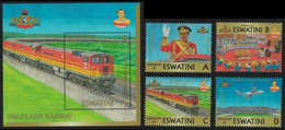 (034+35) Swaziland  Independence / Railways / Trains / Locomotives / Rare / Scarce ** / Mnh   Michel 850-53 + BL 18 - Swaziland (1968-...)