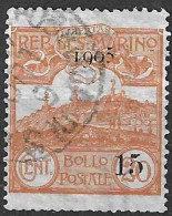 SAN MARINO - 1905 - ORDINARIA  MONTE TITANO SOPRASTAMPATO- C.15/20 -  USATO (YVERT 46 - MICHEL 46- SS 46) - Usados