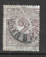 SAN MARINO - 1903 - ORDINARIA  CIFRA - C.2 -  USATO (YVERT 34 - MICHEL 34- SS 34) - Gebruikt