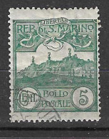 SAN MARINO - 1903 - ORDINARIA MONTE TITANO - C.5 -  USATO (YVERT 35 - MICHEL 35  SS 35) - Usados