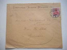 ENVELOPPE ALSACE, TURNVEREIN ALSATIA HUNINGEN 1907 POUR GUEBWILLER  COMMERCIALE - Collections (sans Albums)